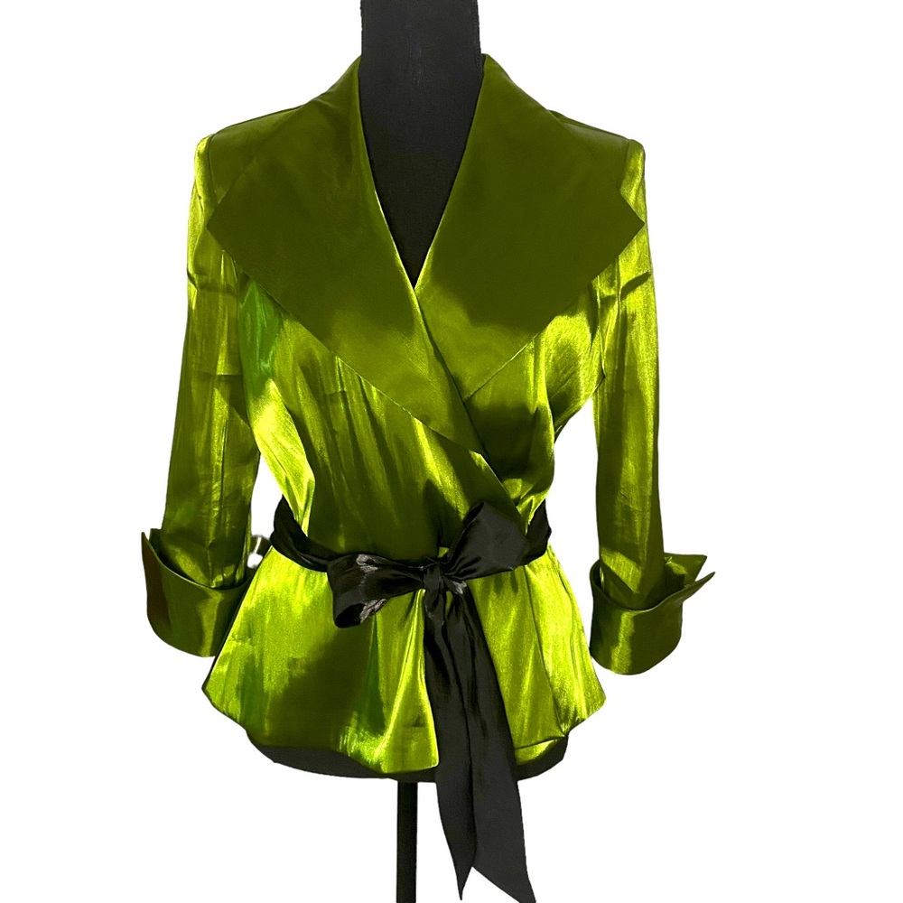 Dressbarn Collection Green Satin Blazer Size 8
